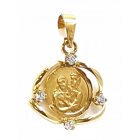 COLGANTE ORO ENAMORADOS 4 CIRCONITAS