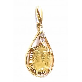 COLGANTE ORO ENAMORADOS 2 CIRCONITAS