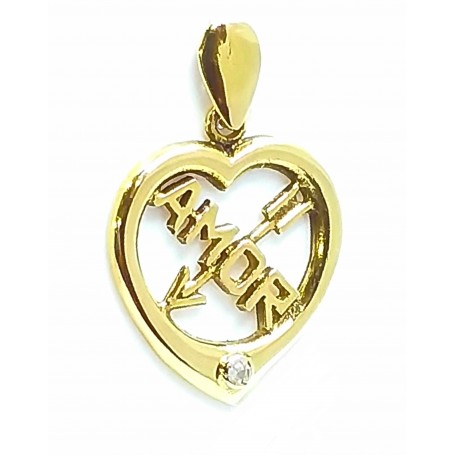 COLGANTE ORO CORAZON AMOR CON CIRCONITA