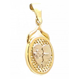 COLGANTE ORO BICOLOR CORAZON MAS - MENOS