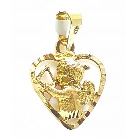COLGANTE ORO CORAZON CON CUPIDO