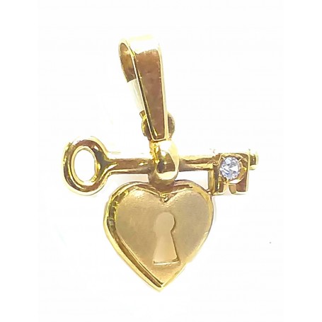 COLGANTE ORO CORAZON CON LLAVE