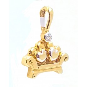 COLGANTE ORO SOFÁ DOS CORAZONES CON CIRCONITA