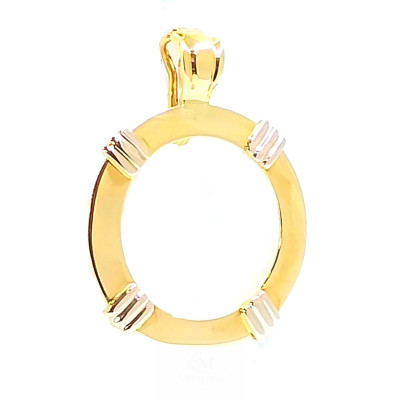 COLGANTE ORO BICOLOR CERCO MONEDA LIBRA