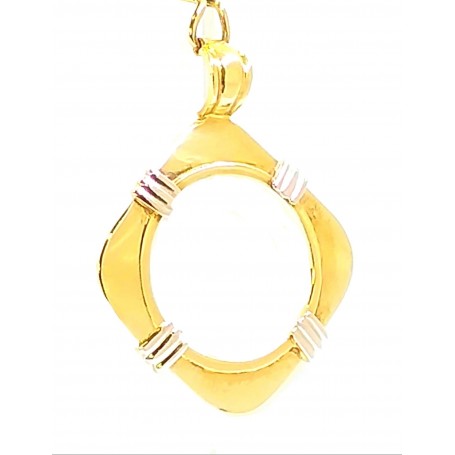 COLGANTE ORO BICOLOR CERCO MONEDA LIBRA