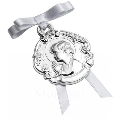 Medalla de Cuna Niño Perfil con Flores-00300059