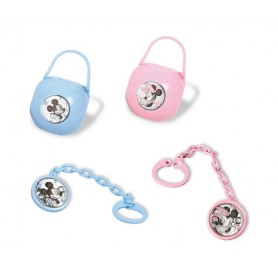 Set Pinza Chupete + Caja PortaChupete Mickey - Minnie