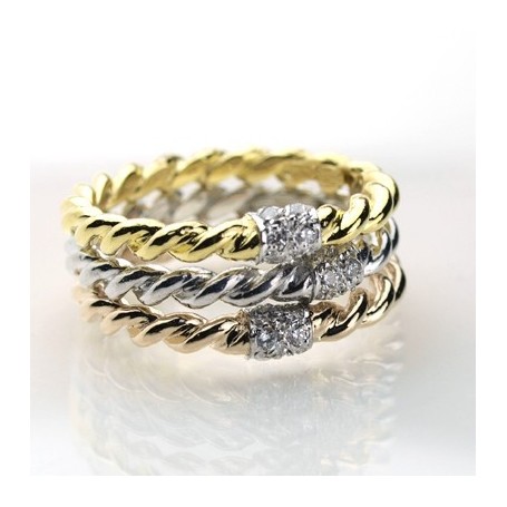 Sortija Plata Triple Tricolor Cresber