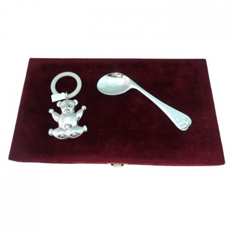 Juego Infantil Sonajero + Papillera Osito Alpaca Meneses