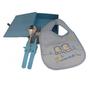 Estuche Infantil Osito Cubiertos + Babero
