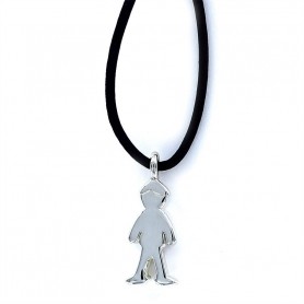 Colgante Plata Niño Muñeco con Cuero