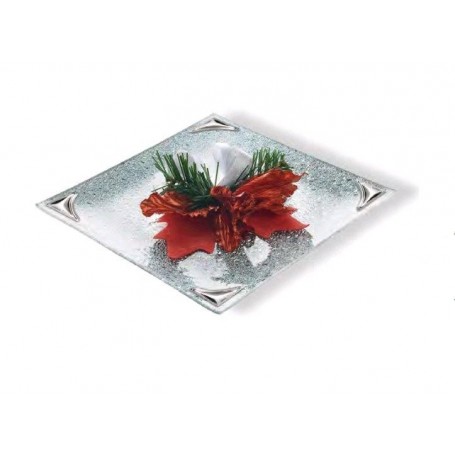 Centro Cuadrado Cristal y Plata