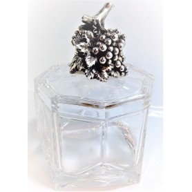 Caja Bombonera Cristal con Racimo de Uvas Plata