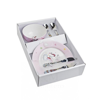 Vajilla Infantil Rosa Unicornio