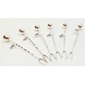 Set 6 Pinchos Plata Bola Grande