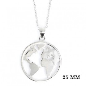Colgante Plata Mapamundi con Cadena