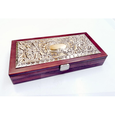 Compas con Caja Madera y Plata