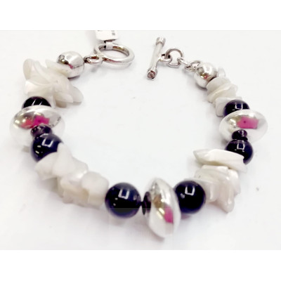 Pulsera Plata Nacar y Onice
