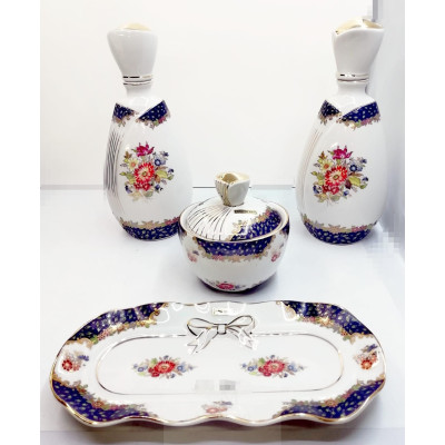 Juego Tocador Porcelana Decorado Oro