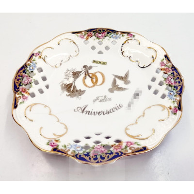 Plato Porcelana Feliz Aniversario