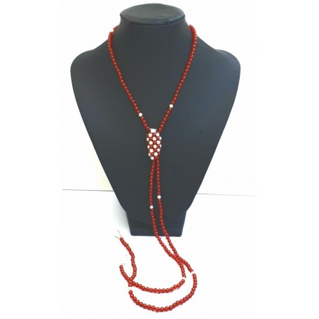 Collar Corbata Corniola y Perla