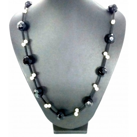 Collar Macrame Onix y Perla