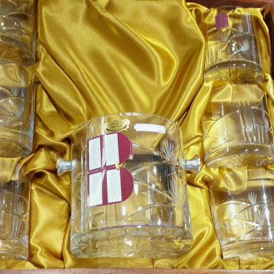 Estuche 6 Vasos Bajos Cristal con Cubitera