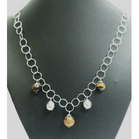Collar Plata Anillas Ojo de Tigre