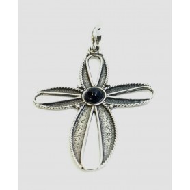 Azabache Jet Silver Cross