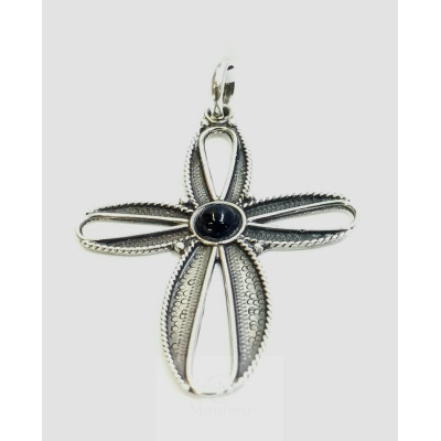 Azabache Jet Silver Cross