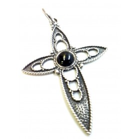 Azabache Jet Silver Cross