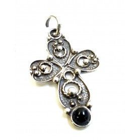 Azabache Jet Silver Cross