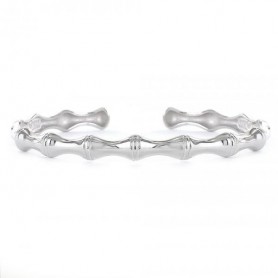 Brazalete Plata Abierto Dibujo Bambu
