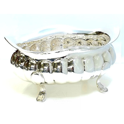 Centro Plata Oval Cincelado