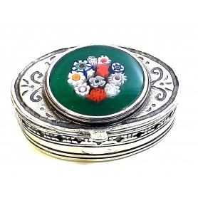 Pastillero Plata Oval con Cristal Murano