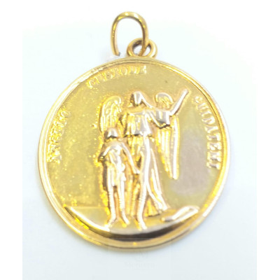 Colgante Chapado Medalla Angel Custodio