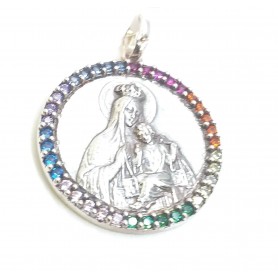 Medalla Plata Redonda Virgen Del Carmen Circonitas