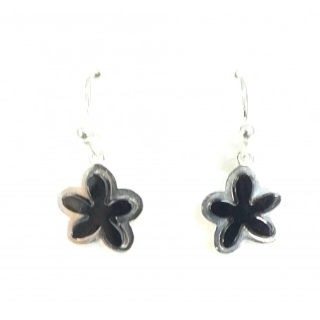 Pendientes Plata Gancho Flor Azabache