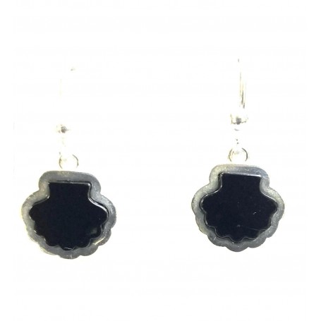 Pendientes Plata Gancho Concha Azabache