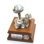 Miniatura Plata Setas Base Madera