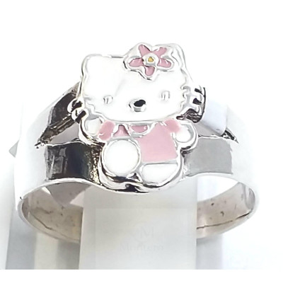 Sortija Plata Gatita Rosa