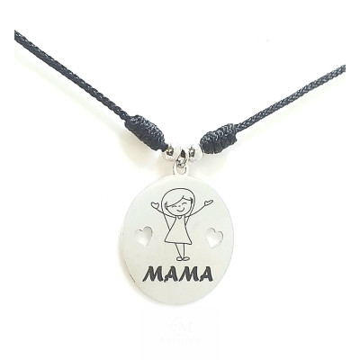 Colgante Plata Mamá con Macrame Negro
