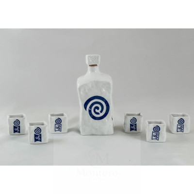 Set Licor Porcelana Decorado Celta
