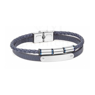 PULSERA DUWARD DE ACERO Y CUERO