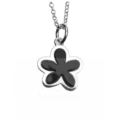 Colgante Plata Flor Azabache