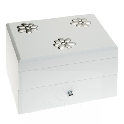Caja Joyero Blanco Flores