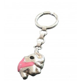 Llavero Plata Elefante Trompa Arriba Esmalte