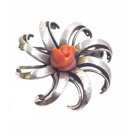 Broche Plata Rosa Mini Coral