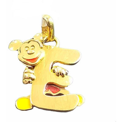 Colgante Oro Mickey Esmalte Letra E