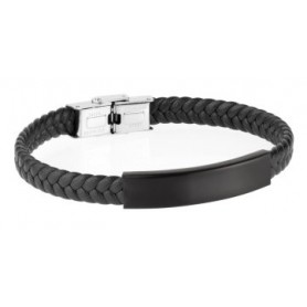 PULSERA DUWARD DE ACERO Y CUERO